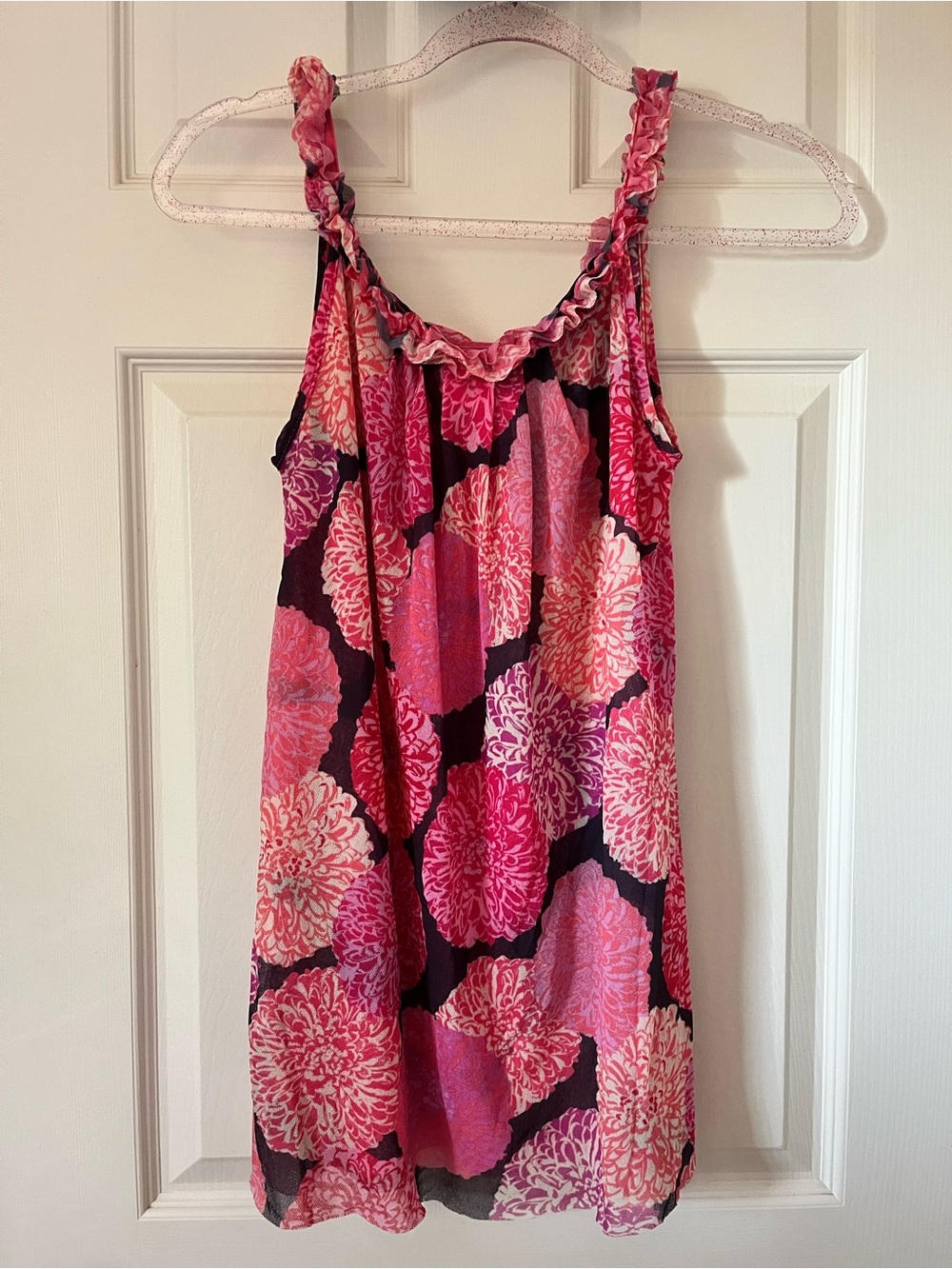 sweet pea women’s pink and fuchsia floral ruffle tank top